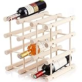 Holz-Weinregal für 12 Flaschen, praktisch für Küche oder Hausbar Modulares Weinflaschenregal Buche natur