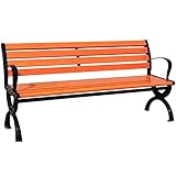 YSUEFIJO Gartenbank Metall Modern, Parkbank Gusseisen, Holzbank Outdoor, Sitzbank Garten, Terrassenbank mit Lehne Und Armlehnen, für Balkon, Garten, Veranda