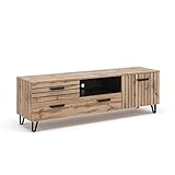 Vicco Lowboard TV-Regal Fernsehregal Amber Eiche 150x49 cm modern Wohnzimmer Regal TV-Tisch Fernsehtisch Wohnzimmertisch Ablage Klapptür Schranktür Schrankfach Fernseher Holz-Optik