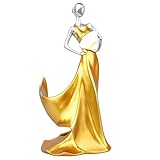 MAZAGE Statue Ornament Kunsthandwerk Stehendes Weinregal Schönheit Weinregal Statue Ornamente Faltfächer Mädchen Weinflaschenhalter Harz Skulptur Zubehör Home Bar Dekor Geschenk Needed