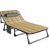 LPQSy Campingbett für Erwachsene mit Kissen und Kissen, tragbares Klappbett zum Schlafen, 4 verstellbare Einzelbett-Klappbetten, ausklappbares Bett für Schlafzimmer, D,75 cm