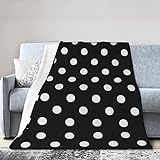 TOPUNY Black & White Big Dot Printing Soft Face Towel Blanket, Throw Blanket, Lightweight Plush Blanket