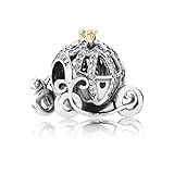 Pandora Disney, Cinderella's Pumpkin Coach Charm in Silber mit Bicolor (Sterling-Silber und 14 Karat Gold) und Cubic Zirkonia Steinen aus der Disney x Collection