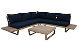 Tarrington House Gartenmöbel Set Makasar, Loungemöbel, Lounge Garnitur, Gartenlounge, mit Ecksofa, Sofa und Couchtisch, Holz/Polyester, inklusive Kissen für Outdoor, wetterfest, 4 Personen, 3 TLG.