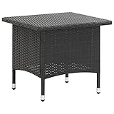 Homgoday Teetisch Balkontisch Holztisch Gartentisch Terrassentisch Beistelltisch Außentisch Gartenmöbel Tisch für Garten Balkon Terrasse Schwarz 50 x 50 x 47 cm Poly Rattan