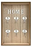 Schlüsselbrett ' Home ' Weiß Schwarz Natur Haken Deko, Farbe:Braun