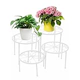 Blumenständer 4-in-1 Set, Blumenhocker aus Metall, dekorativ für Garten/Terrasse (Weiß)