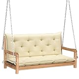 INLIFE Hollywoodschaukel mit Creme Auflage 120 cm Massivholz Teak,19.6kg,3062867