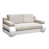 mb-moebel Couch mit Schlaffunktion Sofa Schlafsofa Wohnzimmercouch Bettsofa Ausziehbar - York (Beige+ Weiß)