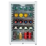 MEDION Getränkekühlschrank mit Glastür (115 L Fassungsvermögen, LED- Innenbeleuchtung, 39 dB, freistehend, höhenverstellbare Füße an der Vorderseite, MD37683) Cocktails