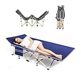 Campingbett Klappbar Ultraleichtes Feldbett, Bequem Campingliege, Tragbar Klappbett GäStebett Mit Seitentasche, Liege Für Camping Garten Outdoor Reisen, Belastbarkeit Bis 250 Kg ( Color : Blue , Size