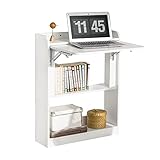 SoBuy FWT92-W Schreibtisch klappbar Computertisch mit Ablagen Klapptisch Arbeitstisch Bürotisch für Homeoffice Wandtisch Laptoptisch BHT ca.: 64x82x58cm