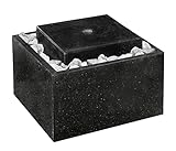 Dehner Gartenbrunnen Quadro mit LED-Beleuchtung, warmweiß, 35 x 50 x 50 cm, Granit, anthrazit