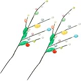ABOOFAN 2 Stücke Bunte Ostereier Deko Künstliche Zweige für Bodenvase Osterdeko Osterstrauch Eier Schaum Dekoeier Dekozweige Kinder DIY Kranz Girlande Ostern Dekoration Blumenstrauß