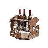 Wine Racks Holders Rotatable Wine Rack Bamboo Wine Bottle Holder Glass Cup Rack Dolphin Design Tabletop Wine Storage Organizer Display Rack Stand for Living Room Office Bottle Wine Rack Shelf