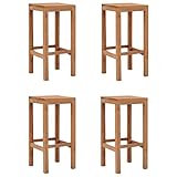 YUMENG Barhocker 4 STK Barstuhl, Bar Chair, Bar Stools, Tresenstuhl, Barstool, Thekenhocker, Küchenhocker, Tresenhocker, Massivholz Teak