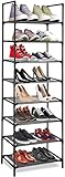 Bossjoy Schuhregal mit 8 Ablagen, Schuh Aufbewahrungs-Organizer-Ständer für 16-20 Paar Schuhe, Platzsparender Schuhturm-Schrank Schuhaufbewahrung Organizer für Platzsparende Aufbewahrung (Schwarz)
