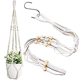 Makramee Blumenampel, Baumwollseil Hängeampel Boho Blumenampeln zum Aufhängen Pflanzen Halter Blumenampel für Innen Außen Garten Balkon Fenster mit ein Haken