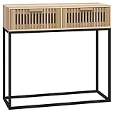 2 Schubladen Konsolentisch Eingangtisch mit Metallgestell, Beistelltisch Sofatisch Flurtisch Eingangstisch für Schlafzimmer Wohnzimmer, 80x30x75 cm Holzwerkstoff und Eisen