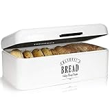 Granrosi Brotkasten, Retro-Brotbox mit Scharnierdeckel, platzsparende Aufbewahrungsbox für längeres und frischeres Essen, Brot, Brötchen, Gebäck & Kuchen, 42 x 24 x 16 cm (Vintage Grau)