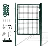 Gimisgu Gartentor 150x100cm Zauntor Gartentür aus verzinktem Stahl inkl. Griff Schloss und 3 Schlüssel Robust und Langlebig Hoftor für Stabmattenzau Pforte Einfahrtstür Grün