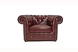 Chesterfield Sessel Class Leder | 2 bis 4 Wochen Lieferzeit (Cloudy Red)