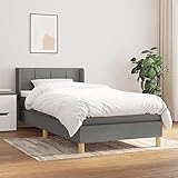 Tidyard Boxspringbett mit Matratze Bettrahmen Jugendbett Gästebett Polsterbett Hotelbett Schlafzimmerbett Bett mit Kopfteil Designerbett Doppelbett/Einzelbett Dunkelgrau 90x200 cm Stoff