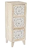 Orientalischer Holz Nachttisch Enfal für Boxspringbett Shabby Weiss 70cm groß | Vintage Telefontisch Beistelltisch Deko orientalisch | Indischer Nachtschrank Extra Hoch | Asiatische Möbel aus Indien