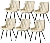 Moderne Küche PU-Leder 6, mit Rückenlehne und gepolstertem Sitz, Metallbeine Wohnzimmer Lounge Thekenstühle Esszimmerstühle (Farbe: Weiß)
