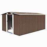 BULANED Geräteschuppen, Gartenhaus, Gerätehaus, Gartenhütte, Gartenschuppen, Fahrradgarage, Gartenhütte, 257x392x181 cm Metall Braun