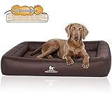 Knuffelwuff Orthopädisches Hundebett aus Laser gestepptem Kunstleder Hampstead XL 105 x 80cm Braun