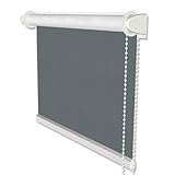 INTERDECO Verdunkelungsrollo/Thermo Rollo, Taubenblau/Blau-Grau BxH 71 x 215 cm, Klemmfix Rollos ohne Bohren für Balkontüren, Seitenzugrollos mit Silberbeschichtung