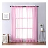 Homxi Balkon Vorhang Außen Transparent 2er Set 2 x 137Wx274L cm,Vorhänge aus Tüll Rosa Einfarbig Gardinen mit Taschen