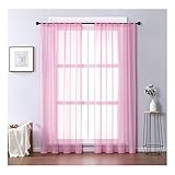 Homxi Balkon Vorhang Außen Transparent 2er Set 2 x 137Wx274L cm,Vorhänge aus Tüll Rosa Einfarbig Gardinen mit Taschen