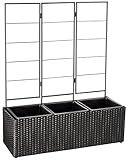 Amazon Basics Rechteckig, Pflanzgefäß aus Weidengeflecht mit innerer Plastikauskleidung, Spalier, drei Kübel, 96.5 cm, Schwarz