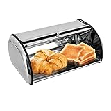 SHOWLIVEU Küche Lagerung Lebensmittel Behälter Brot Behälter Edelstahl Brotkasten Brot-Box Silber Brotkasten Edelstahl, Kleine Brotbox, Brot frisch halten, flach und Platz