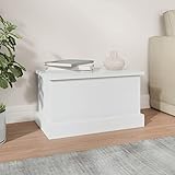 Tidyard Truhe Aufbewahrungstruhe Spielzeugtruhe Spielzeugkiste Aufbewahrungsbox Hochglanz-Weiß 50x30x28 cm Holzwerkstoff