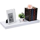 EUGAD Wandregal Schweberegal Wandboard Bücherregal Hängeregal Hochglanzoberfläche DVD CD Regal Holzbrett für Schlafzimmer Wohnzimmer Küche und Flur Weiß breit 50cm 0090QJ