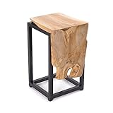 CREEDWOOD BEISTELLTISCH Campo | Teakholz, Metall Gestell, 53x30 cm | Wurzelholz Couchtisch, Industrial Wohnzimmertisch, Wurzel Hocker, Treibholz Nachttisch