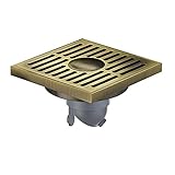 FUDGIO Quadratischer Duschablauf, 3,94 Zoll Anti-Geruchs-Duschbodenablauf Duschbodenablauf aus Messing mit Abnehmbarer Flieseneinsatz-Gitterabdeckung, Haarsieb,Gebürstet,A (Color : Brushed, Size : B)
