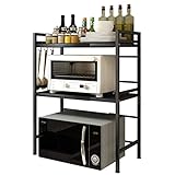 Vinteky Erweiterbares Mikrowellen Regal 3-stufiges Mikrowellenständer Küchenregal Gewürzregal Mikrowellenschrank Mikrowellengestell Organizer für Küchen