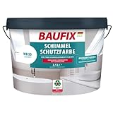 BAUFIX Schimmelschutzfarbe weiss, seidenmatt, 2.5 Liter, Weiße Wandfarbe, Anti Schimmel Farbe für innen, mit Filmschutz gegen Schimmel, für Bad/Küche/WC