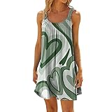 Abschlusskleider Schön Print Kleider Sommer Damen Kleid Elegant Casual Summer Dress for Women Strandkleid Damen Große Größen Stretch Festliches Kleid Mädchen Muslimische Kleider Damen Green XXL