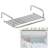 Edelstahl Wäschetrockner Wand Wäscheständer Zur Wandmontage, Heizkörper Wäsche-Trockner Balkon Wand-Trockner Edelstahl Zusammenklappbar, Verstellbare Haken, Silber ( Color : Silver , Size : 50x38x18cm