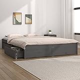 Hommdiy Holzbett, Bett mit Lattenrost und 4 Schubladen, 140 x 200 cm Grau Matratze Nicht im Lieferumfang enthalten