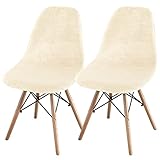 Topchances Esszimmer Stuhlhussen Schonbezüge Set 2/4/6, Muschel Stuhlbezug Mitte Jahrhundert Modern Esszimmerstuhlhussen, Armlos Stuhlbezug Lounge für Küche, Esszimmer (Beige, 2er Set)