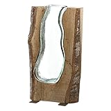 Leonardo Casolare, Deko-Vase aus Holz und Glas, handgefertigte, rustikale Tischvase in modernem Country-Style, Unikat, Höhe: 36 cm, 038510, 1 Stück
