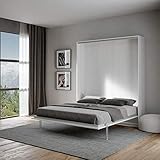 IMAGO FACTORY Kento – Klappbett, Funktionsbett, Schrank mit Doppelklappbett, Wandbett, Platzsparend Bett, Matratze Nicht Enthalten, das Bett Kommt Zerlegt an, Weisse Asche