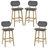 WANZHE Barhocker, 2er-Set, Design aus Kunstleder und Holz, Küchenhocker, Barhocker, skandinavisches Design (4, grau)