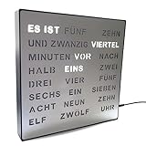 Bada Bing Edle LED Wortuhr Uhr Deutsche Wort Anzeige mit USB Kabel Metall Optik Silber Design Wanduhr Aufhängen oder Aufstellen hochwertig 01